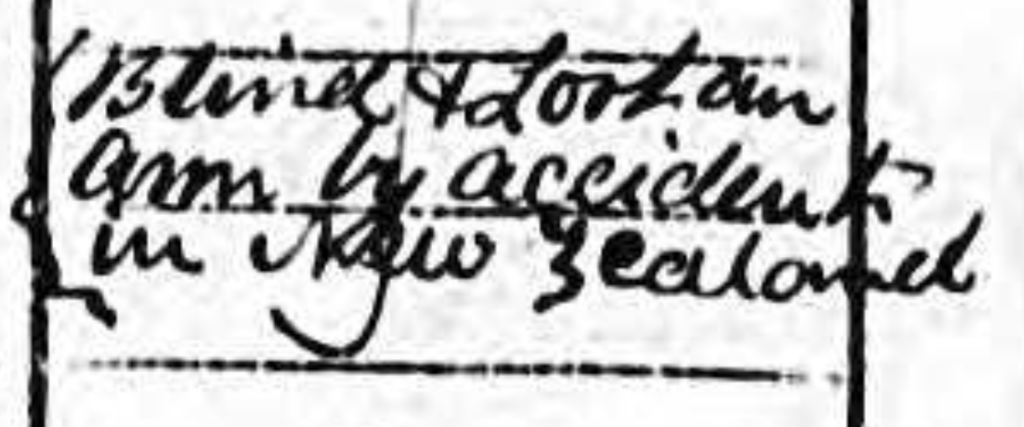 note from the 1871 England Census:
Blind & Lost an arm by accident in New Zealand